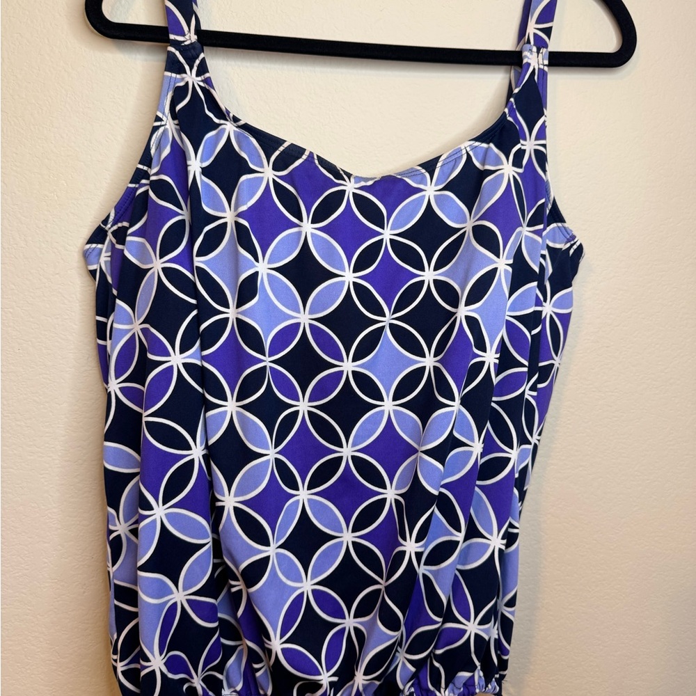 Chic Colorful Women’s Size 18 Drawstring Blouson Swimsuit Top! - Picture 4 of 7